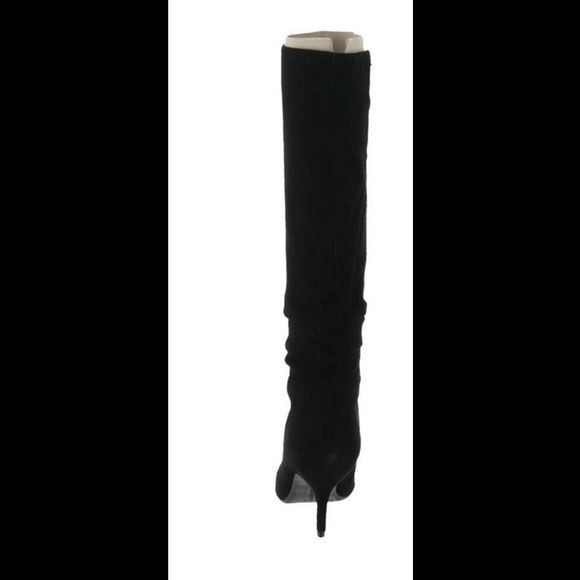 Isaac Mizrahi Live! Suede Slouch Heel Boots Black - Medium - Picture 5 of 6